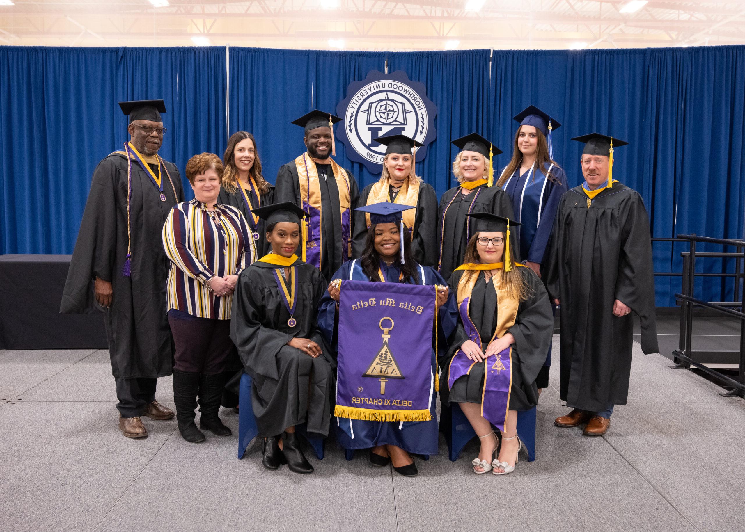 Honors graduates from Delta Mu Delta at graduation